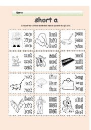 English Worksheet: short a