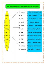 English Worksheet: Making sentences in the simple past