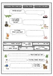 English Worksheet: MEETING PEOPLE: basic dialogues - very simple