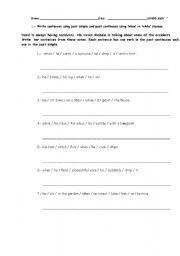 English worksheet: past simple/past continuous