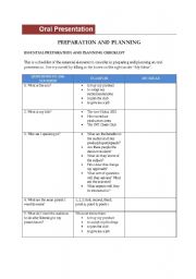 English Worksheet: Oral Presentation - preparation