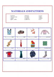English worksheet: Materials and Patterns
