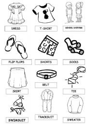 English Worksheet: shoes and clothes pictionary