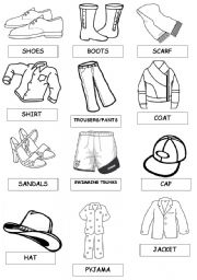 English Worksheet: shoes and clothes pictionary set  2