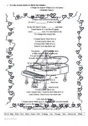 English worksheet: Filling in the Blanks Song Activity 