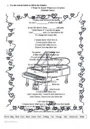English Worksheet: Filling in the Blanks Song Activity 