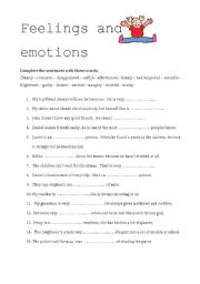 English Worksheet: feelings and emotions