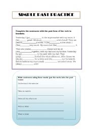 English Worksheet: SIMPLE PAST PRACTICE