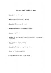 English Worksheet: Great Gatsby Vocabulary