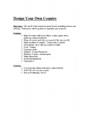 English Worksheet: Design your Own Country
