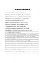 English Worksheet: Internet Scavenger Hunt