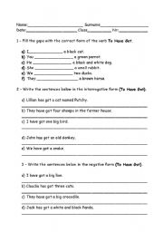 English Worksheet: Verb have got