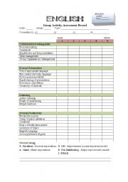 English Worksheet: group work assessment