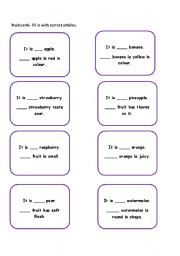 English worksheet: Fruits Card to learn articles
