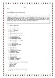 English Worksheet: a reading test with multiple choice