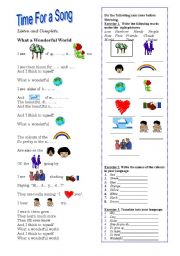 English Worksheet: What a Wonderful world