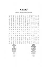 Days of Week/Month Wordsearch