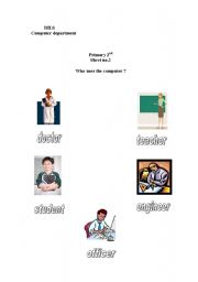 English Worksheet: who uses the computer ?