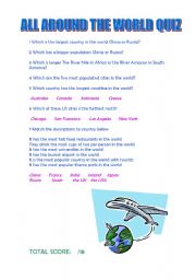 English worksheet: Quiz: All Around the World