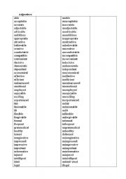 English Worksheet: Adjectives