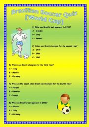 English worksheet: Brazilian Soccer Quiz