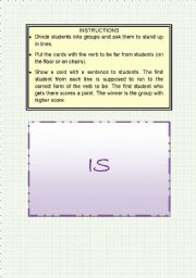 English Worksheet: Game - Verb to be - Simple Past/Present