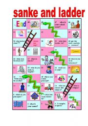 school subject, places, and jobs in snake ladder