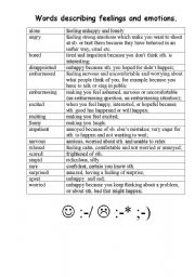 English Worksheet: Feelings.Emotions.Vocabulary