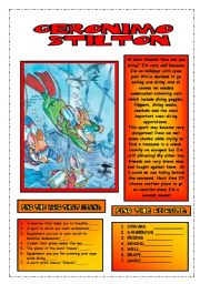 READING COMPREHENSION.GERONIMO IS DIVING.( editable texts)