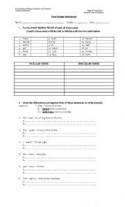 English Worksheet: past simple verbs