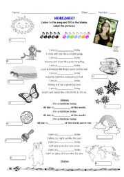 SONG: COLOURS - 3 activities: fill in, label, colouring