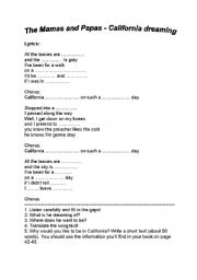 English Worksheet: Song: California Dreaming