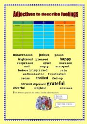 English Worksheet: Adjectives describing feelings