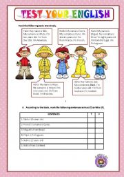 English Worksheet: TEST YOUR ENGLISH - BEGINNERS