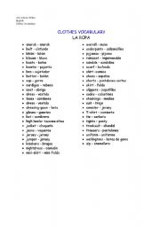 English Worksheet: Clothes  Vocabulary