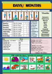 English Worksheet: DAYS & MONTHS