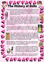 English Worksheet: The History of Dolls - 2 pages + key