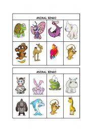 English Worksheet: Animal Bingo part 3/3 (editable)