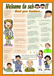 English Worksheet: WELCOME TO SCHOOL! - Meet your teachers