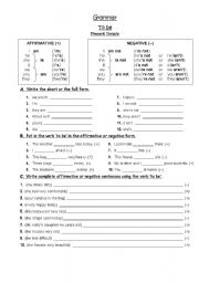 English Worksheet: to be (affirmative & negative)