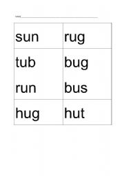 English worksheet: Short u word sort