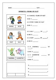English Worksheet: OPPOSITES - YOUNG OR OLD
