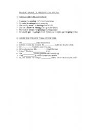 English worksheet: present simple and present continuous