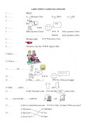 English worksheet: CLASSROOM LANGUAGE