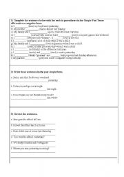 English worksheet: simple past, want, would like review