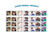 English Worksheet: Justin Bieber stickers