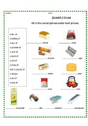 English Worksheet: Quantities