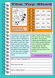 English Worksheet: The Toy Shed