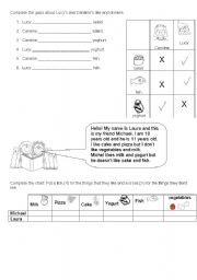 English Worksheet: Likes and Dislikes