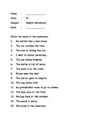 English worksheet: nouns